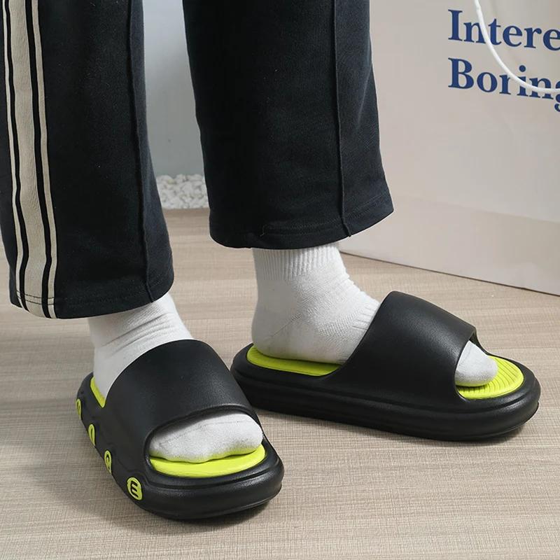 Pantuflas de baño con plataforma gruesa para mujer, tallas grandes, suela suave, con almohada de EVA, chanclas de playa antideslizantes de verano para mujer