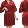 Damen Satin Kimono Nachthemd - Glänzend, Uni, Kurzer Sommer Bademantel