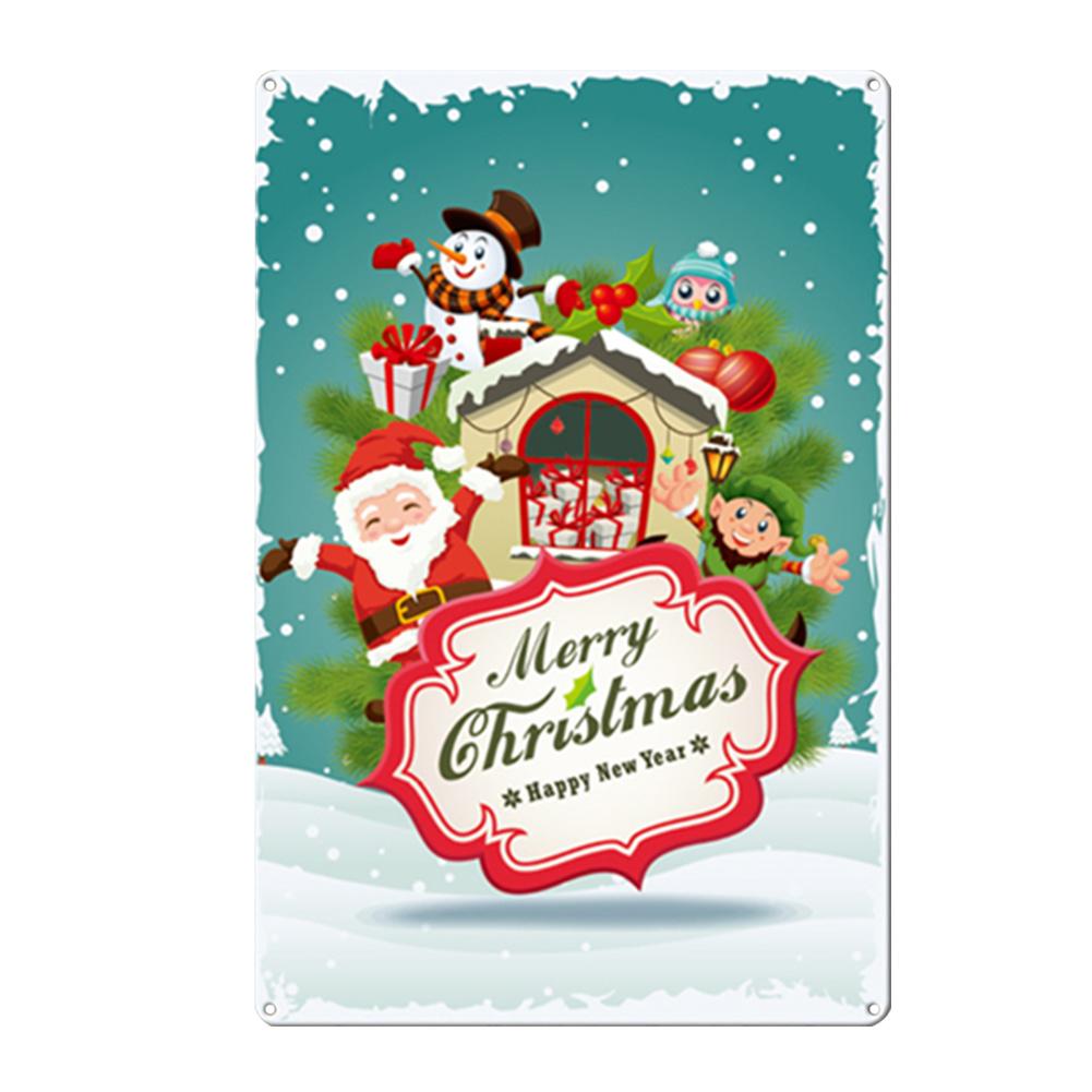 Merry Christmas Metal Tin Sign Plaque Santa Claus Posters New Year Iron Painting Home Bar Cafe Pub Decoration Wall Art Plates
