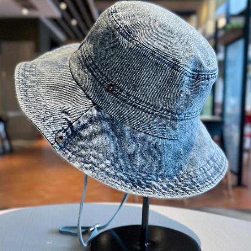 Bucket Hat Women Men Denim Fisherman Cap Outdoor Camping Mountaineering Retro Washed Sunshade Sun Hat Female New