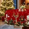 Christmas-Themed Tablecloth, Table Arrangement, Snowman Reindeer Bell Pattern, Waterproof Leave-In, Festive Atmosphere Creation