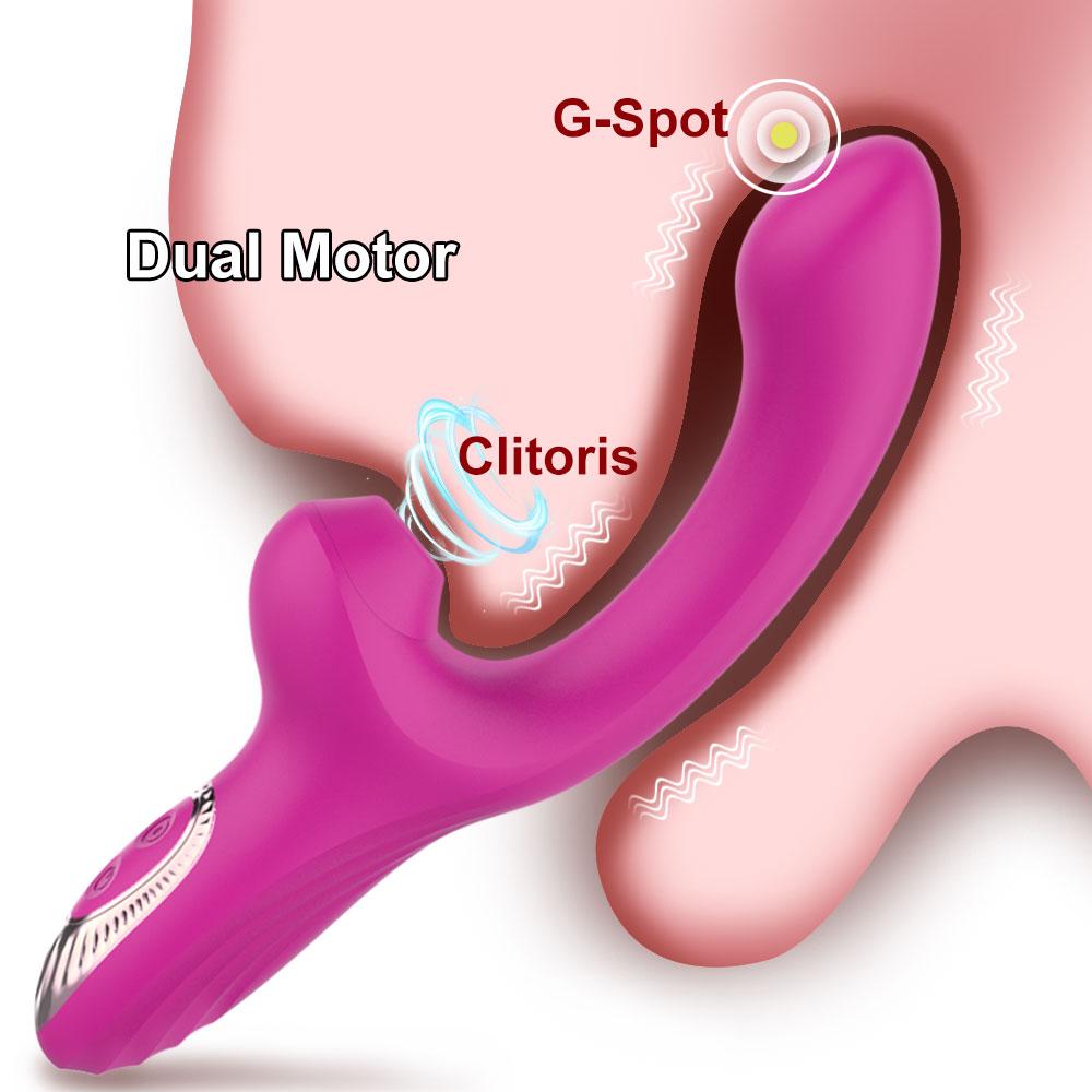Výkonný vibrační masážní klitoris 2 v 1 7 režimů sací vibrátor pro ženy Stimulátor bodu G a klitorisu Sexuální hračka pro dospělé pro pár