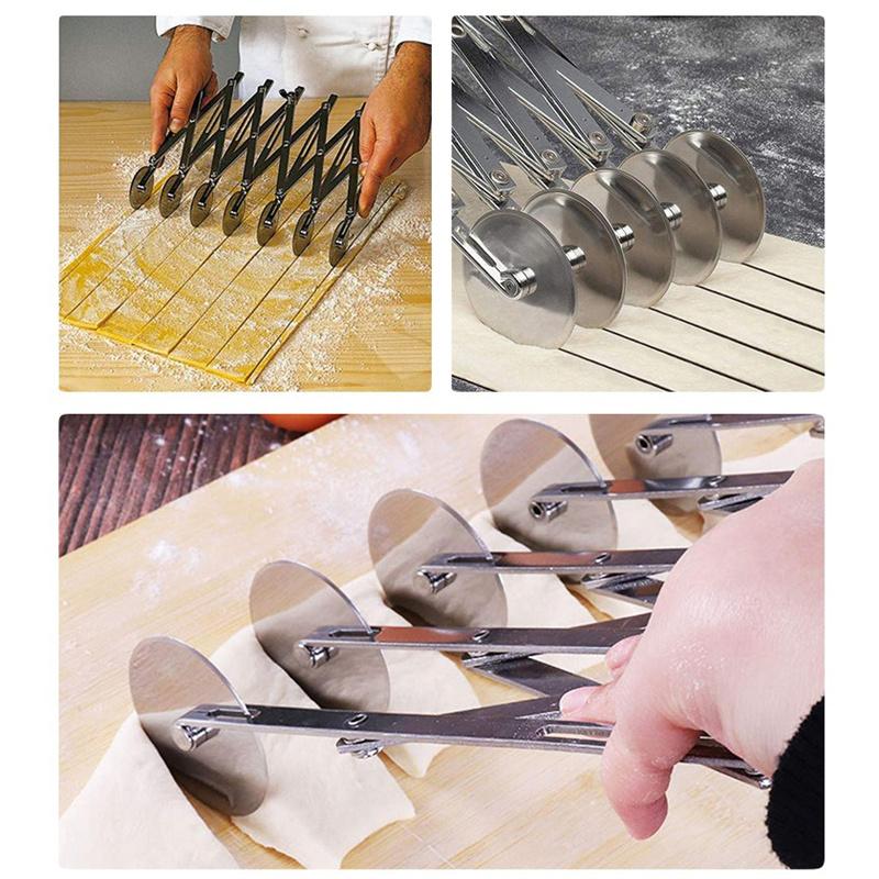 Stainless Steel Dough Divider 3/5/7 Wheel Cutter Flexible Roller Blade Dough Knife Noodle Pizza Pastry Peeler Baking Pan Tool
