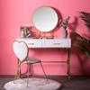Nordic LED Makeup Mirror 3 Color Variable Light Smart Gold Metal Frame Round Desktop Dresser  Decorative  50cm MJ