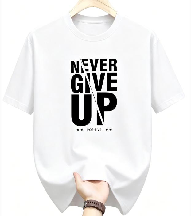 Unisexs Positive Monogram Print TShirt Never Give Up Fashion Letter Graphic Casual ShortSleeved Comfortable Top Goth Tshirts