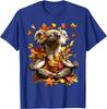 Meditating Koala Autumn Leaves Graphic Tee Men Women Casual Soft Cotton T-Shirt