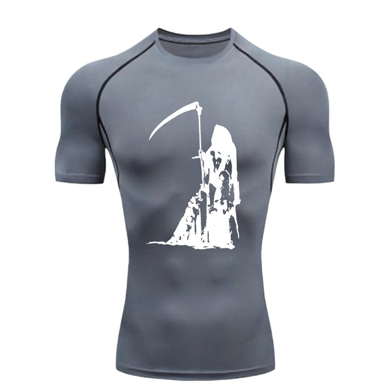 Grim Reaper  Men's Sports T-shirt Training Compression Quick Dry Short Sleeve Rashgard Tops Jogging Running Workout T-Shirt