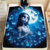 1PC Corpse Bride Print Flannel Blanket, High Quality All Seasons, Home Decor, Warmth and Comfort, Perfect for Christmas Gifts