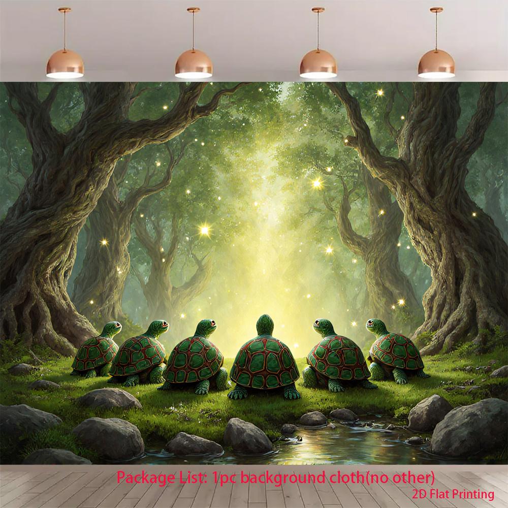 2D flat Smart Turtle banner background cloth perfect for birthday parties festive occasions and everyday decor polyester