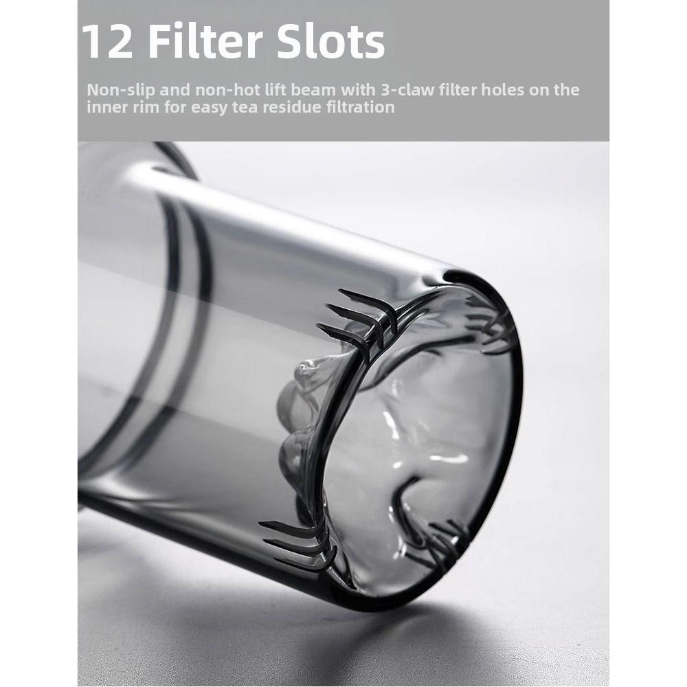 High Borosilicate Glass Glass Tea Cup with Tea Infuser Wood Handle Clear Teapot  Office Use