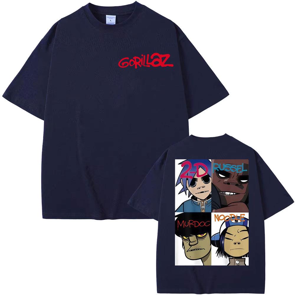 Gorillaz Band Gesichts Kunst Grafische T-Shirts Herren Damen Kleidung Retro Straße Hohe Qualität T-Shirts Mode Komfort Hip Hop T-Shirt
