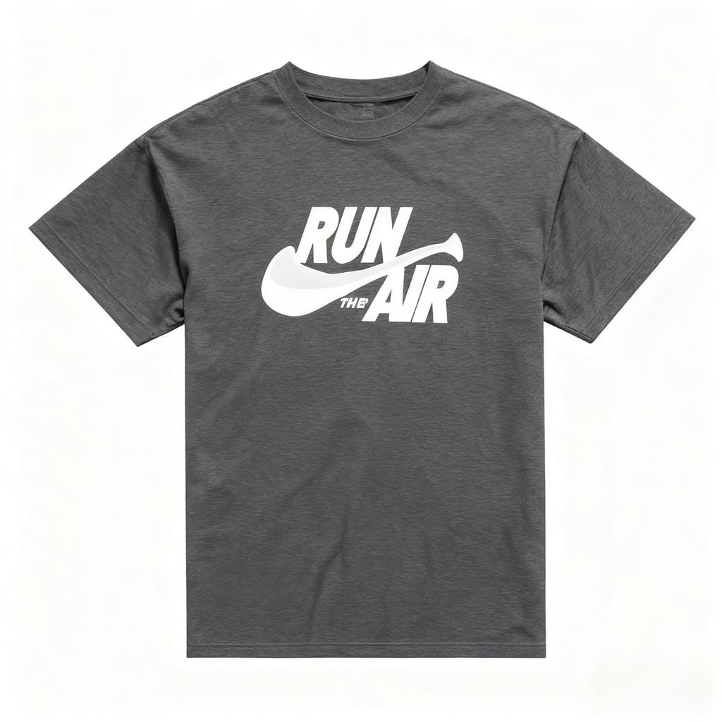 Sporty Black T-Shirt with Run The Air Print Trendy Athletic Style Material Great for Active Lifestyle and Streetwear Enthusiasts
