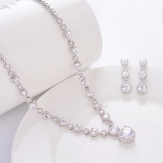 Cellacity 925 Sterling Silver Sets Gemstone Hollow Heart Earrings Zircon Ruby Sapphire Emerald Women 'S Wear Jewelry For Party
