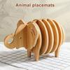 Wooden Trivet Coaster Set Creative Animal-Shaped Heat-Resistant Placemats for Cups Pots Stackable Versatile Desk Decor for Home Kitchen Outdoor Dining