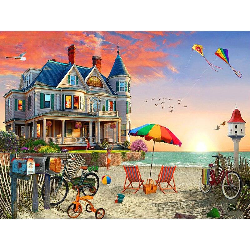 New 5D DIY Diamond Painting Landscape Head Diamond Embroidery Sea View Cross Stitch Full Round Drill Home Decor Art Gift