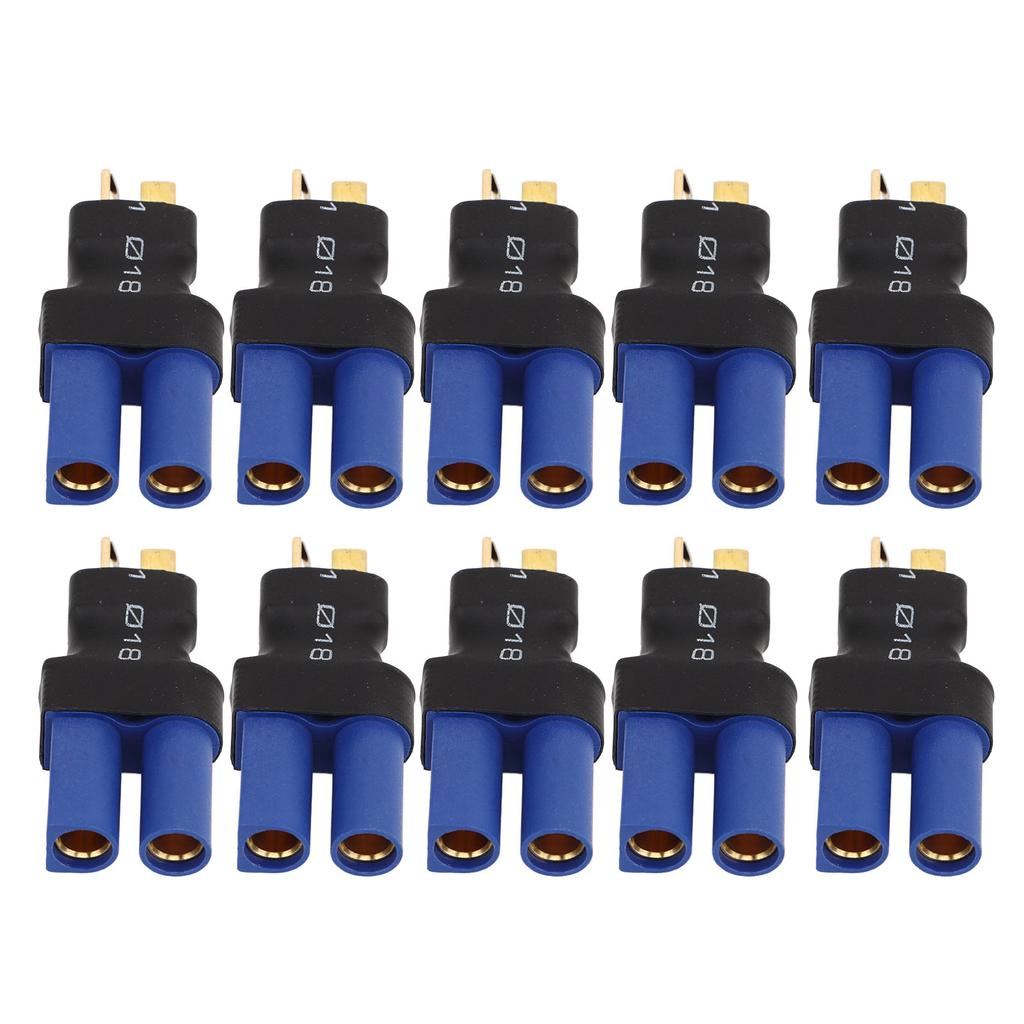 10 szt. Adapter EC5 żeński na T męski Niebieski Czarny 10x20x47mm Guma Plastik Miedź Wtyk złącza EC5