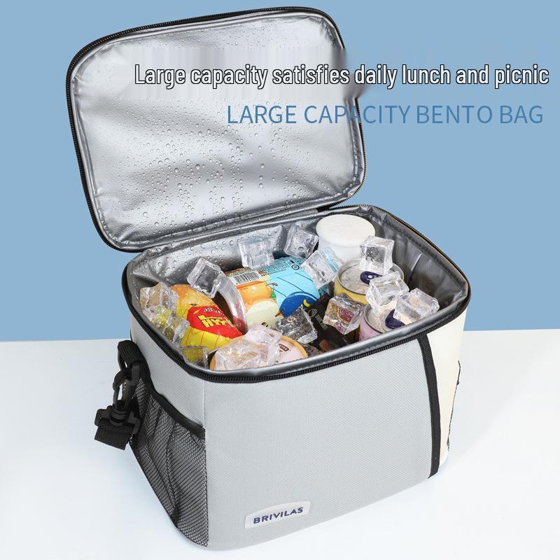 Large Capacity Color Block Insulated Crossbody Lunch Bag & Picnic Tote