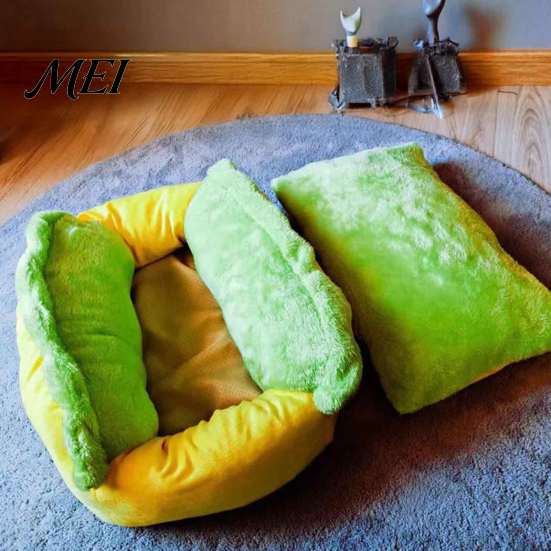 Geschenk für Tierliebhaber Hot Dog Bett, Weiche Gemütliche Plüsch Herausnehmbare Waschbare Matte, Verspieltes Tierbett Niedlicher Brötchen Katzen Hunde, Neuheit Sofa Bequem Katze