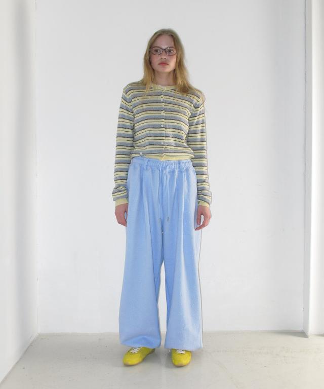 RONRON Flower Texture Wide Sweat Pants Soft Blue