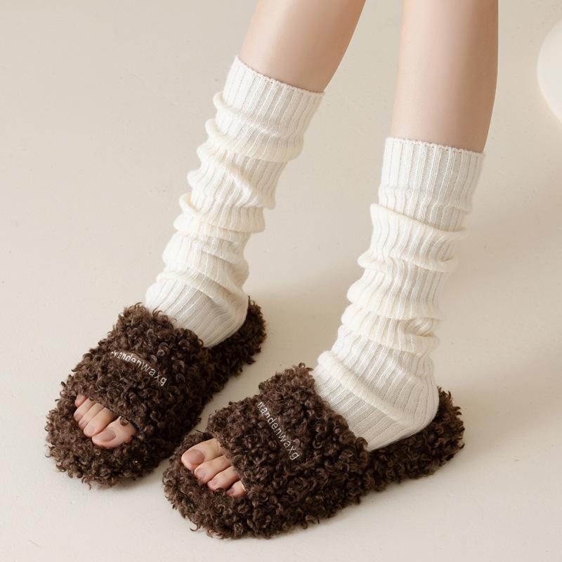 5/10 Pairs Casual Autumn Winter Calf Length Sock Covers Vertical Stripe Knitted Leg Warmers Warm JK Style Knee High Boots Layered Boot Covers Socks