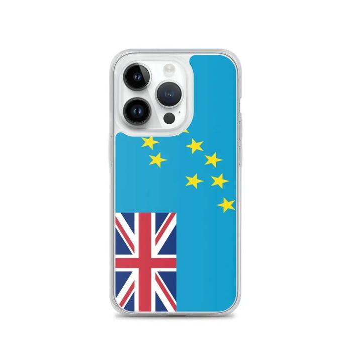 Coque iPhone - Tuvalu - Drapeau - Souple - Multicolore - Compatible iPhone 14 Pro