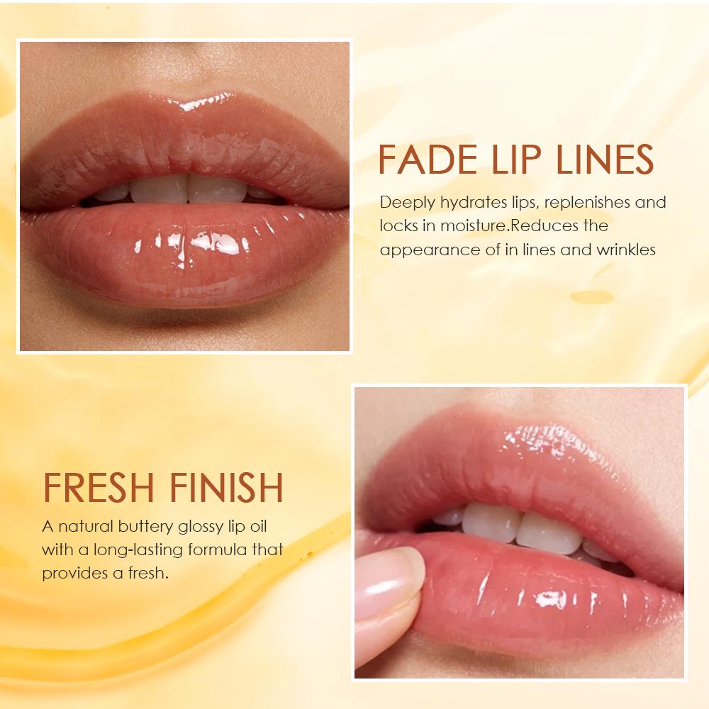 Julystar Honey Lip Gloss Moisturizing Hydrating Lip Oil Clear Glossy Lip Balm Natural Shine Juicy Lips Makeup for Women Girls