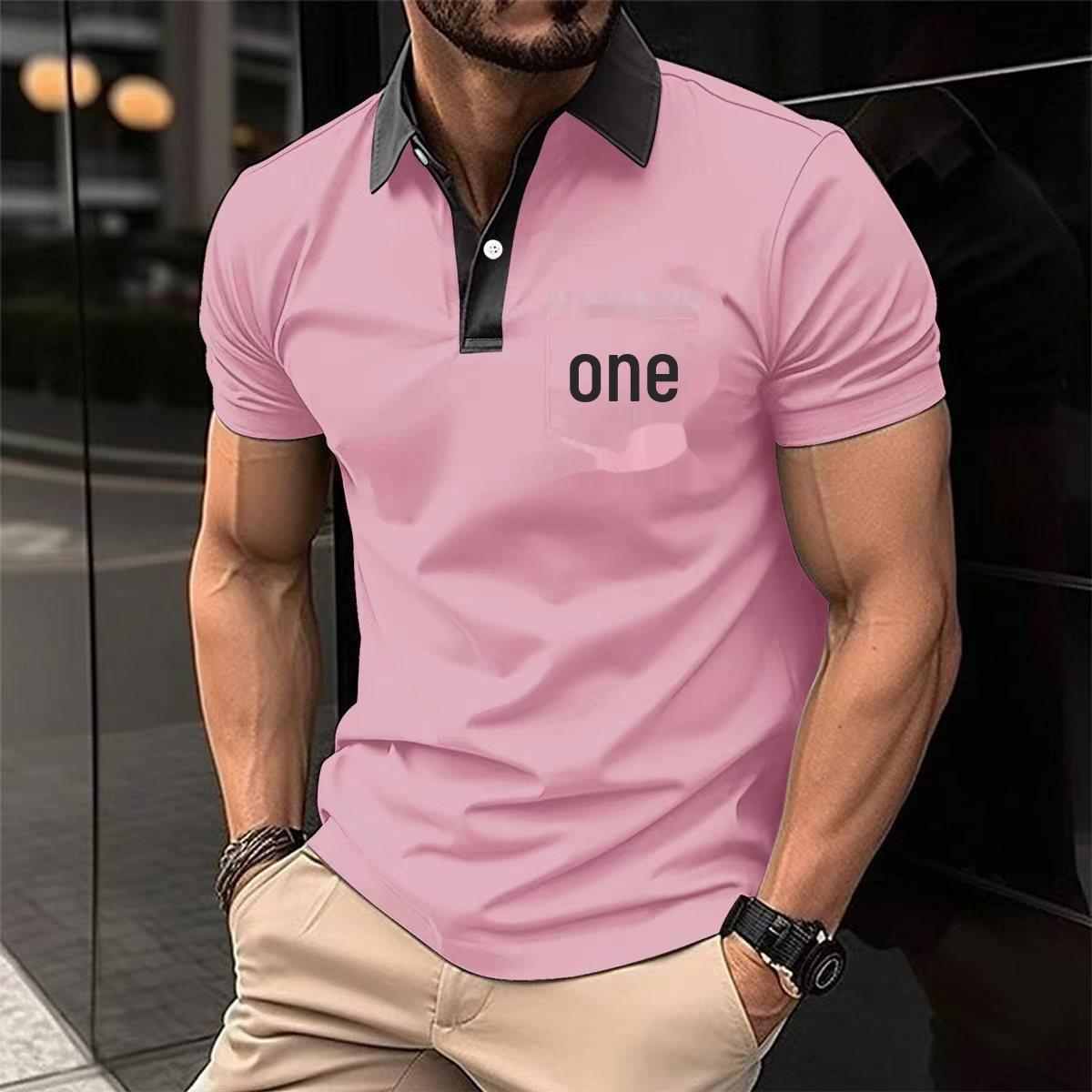 

Мужская рубашка поло с лацканами, нагрудным карманом, в европейском и американском стиле, модная футболка с короткими рукавами 3XL