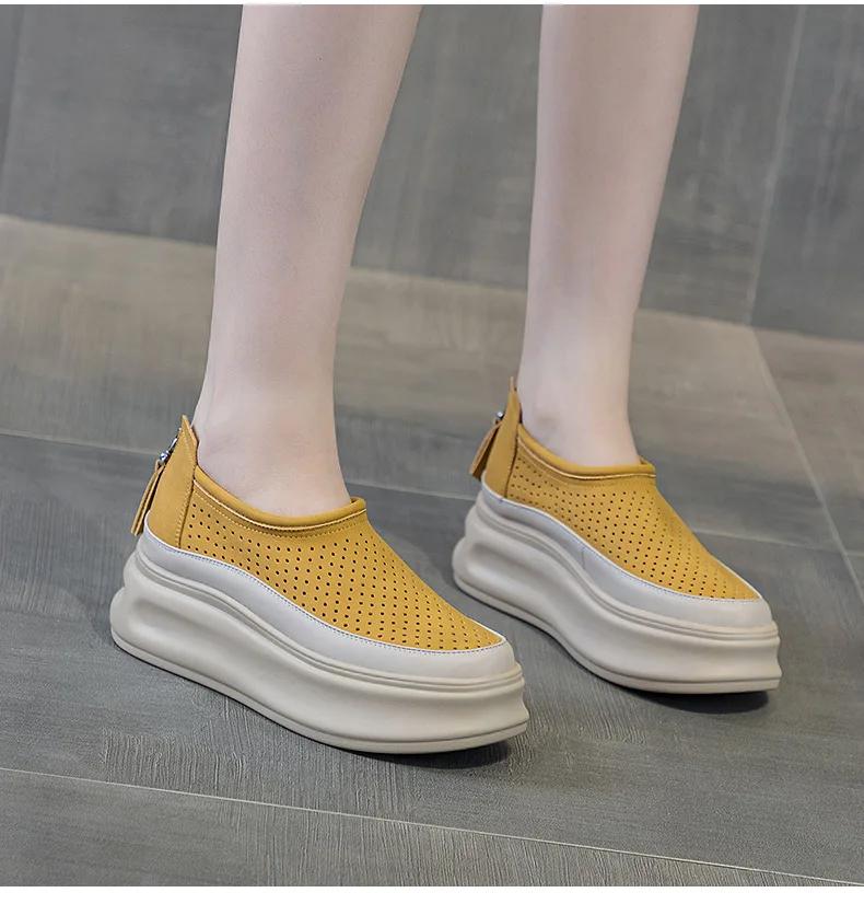 

Козной 6 см коровья натуральная кожа летние мягкие балетки весенние оксфорды женские удобные полые мокасины для отдыха этнические туфли без застежек эргономичные 40 жёлтый