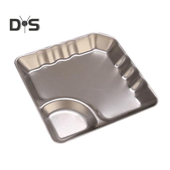 

Поднос для закусок из нержавеющей стали с миской для макания, полированный дизайн, поднос для сэндвичей, суши, чипсов, пельменей, салатов Square серебряный