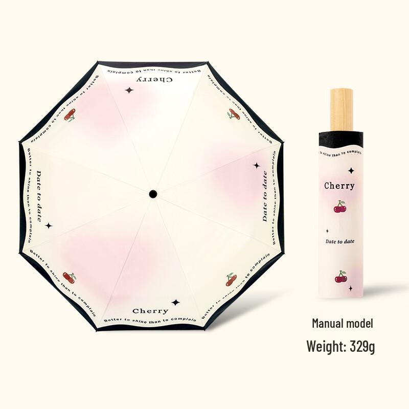 

Pink Ink Cherry UV Protection Manual Folding Umbrella