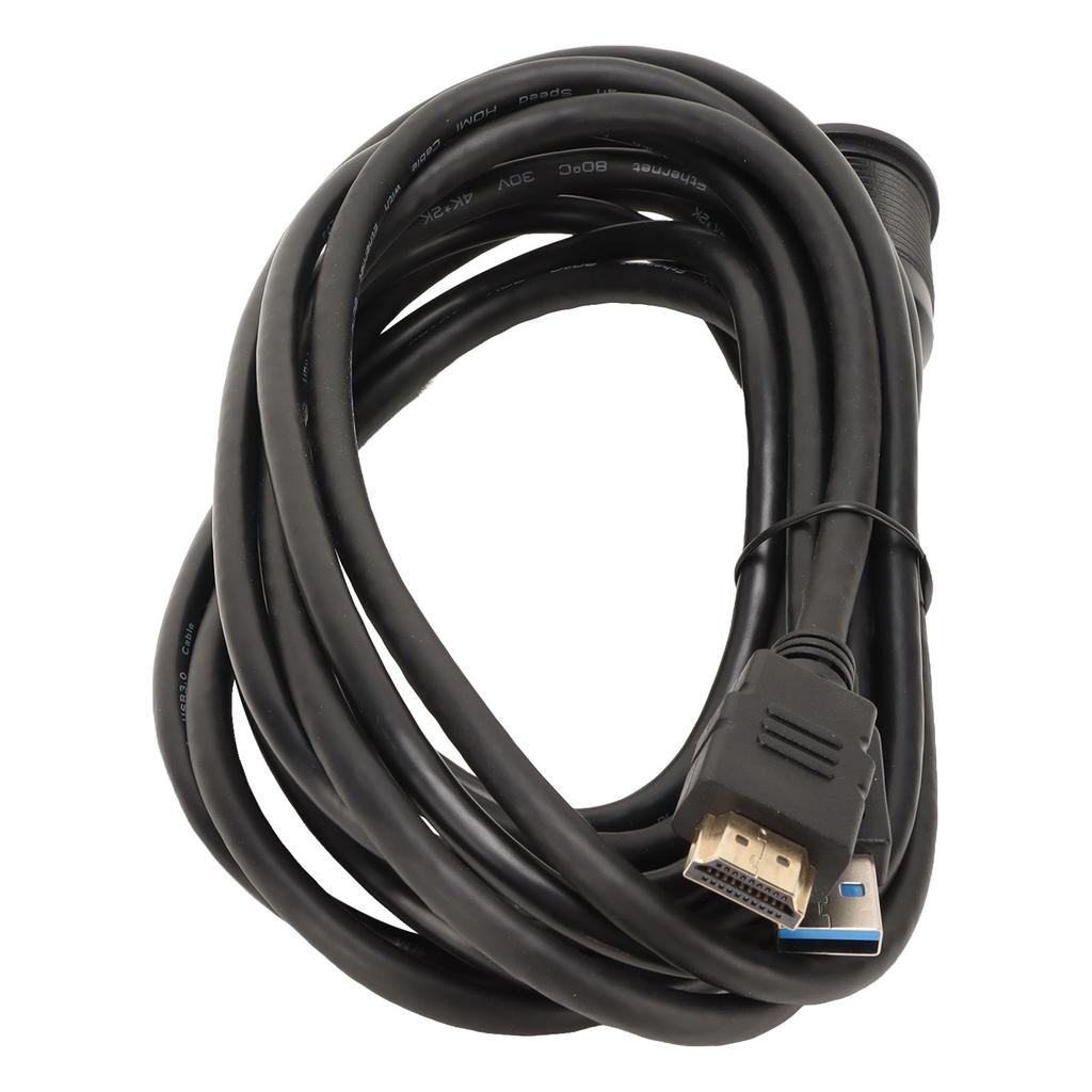 Flush Mount Extension Cable Dual Ports USB3.0 High Definition Multimedia Interface Cable