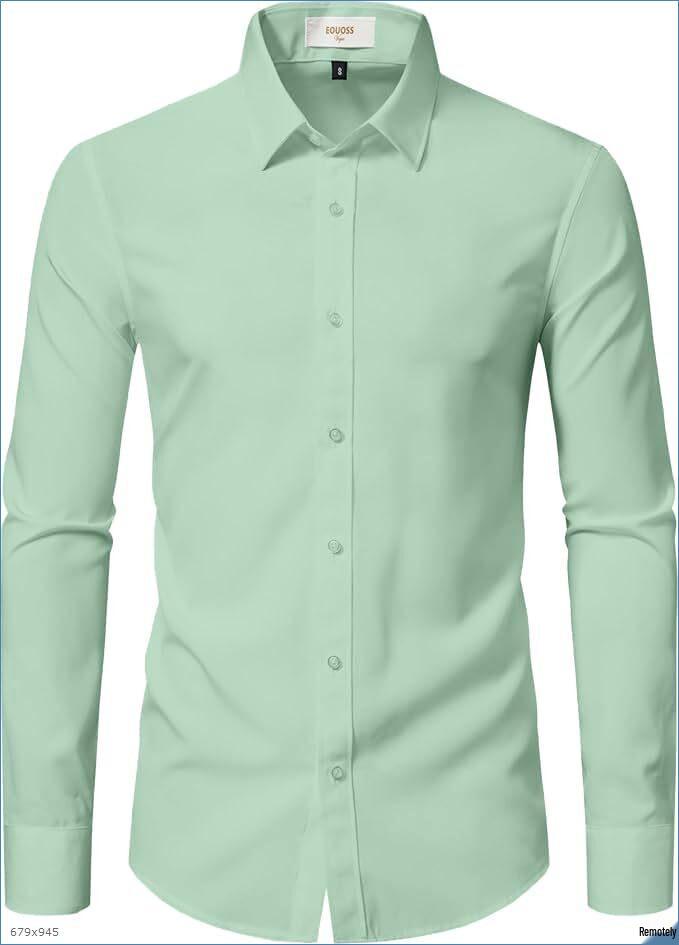 Camisa de Negocios de Manga Larga para Hombre sin Planchar - Antiarrugas y Ropa Casual de Verano