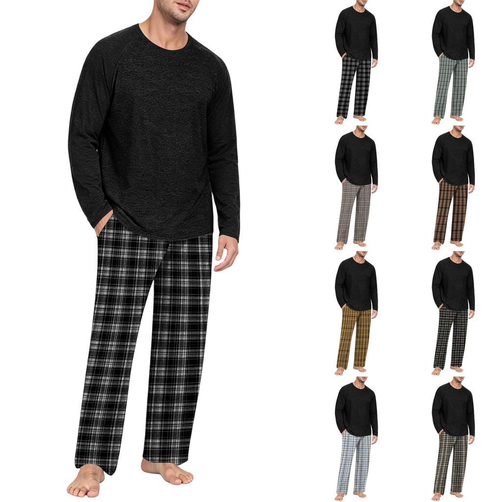 Men's Pajama Set Long Sleeve Sleepwear Loungewear for Nighttime and Relaxing at Home