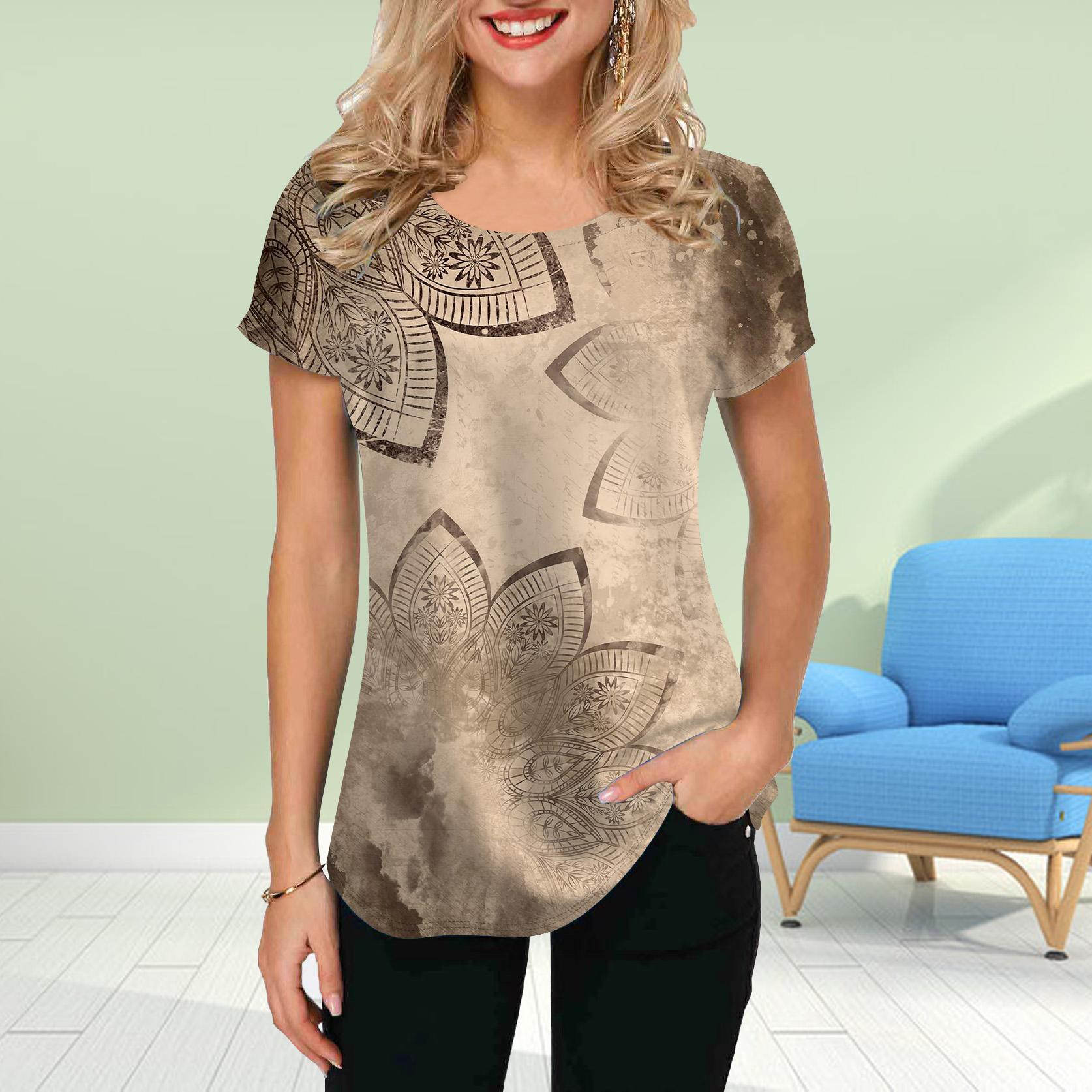 

Модная женская футболка с принтом «Золотой лотос», забавная повседневная футболка с круглым вырезом и короткими рукавами, летняя женская футболка 8XL дубильная кора