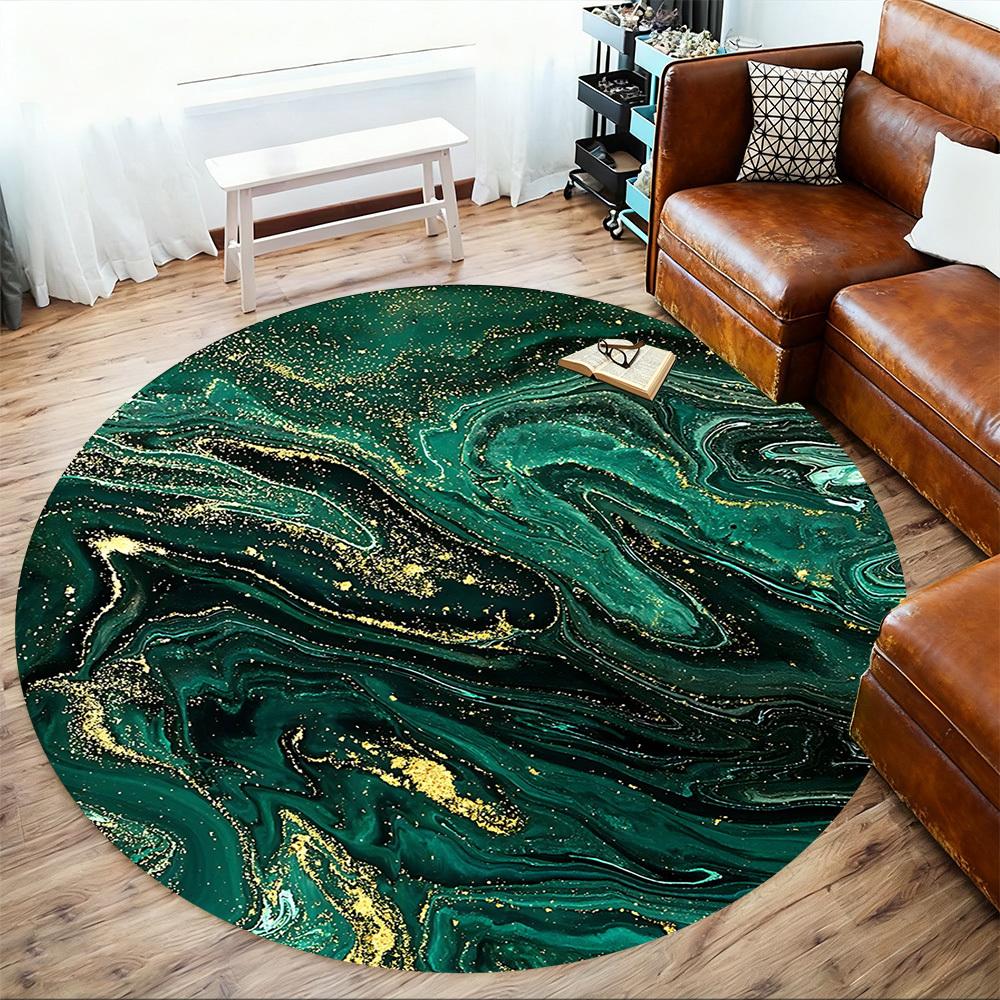 1pc Marble Texture Round Chair mat Area Rug - Non-Slip, Floor Mat for Office, Bedroom, and Indoor Decor c1125348