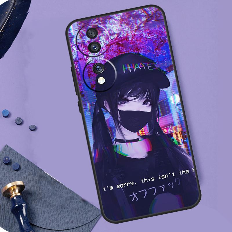 Anime Vaporwave Glitch Phone Case For Honor 90 Lite 70 50 Magic 5 6 Pro X6 X7 X8 X9 X6a X7a X8a X9a X9b X8b Cover