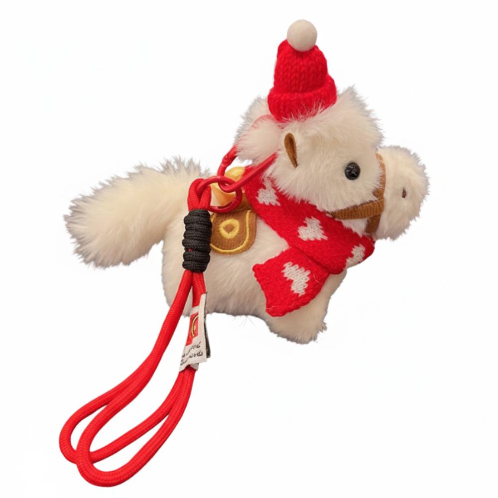 

Scarf Plush Pony Pendant Creative Cartoon Horse Doll Pendant Plush Horse Keychain Festive Decor белый