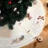 White Knitted Christmas Tree Skirt with Diamond Buttons
