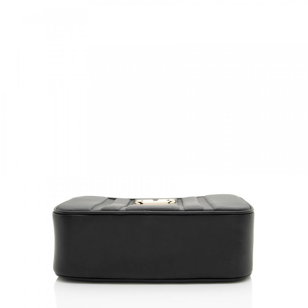 Salvatore Ferragamo Embossed Leather Gancini Chain Camera Bag Black