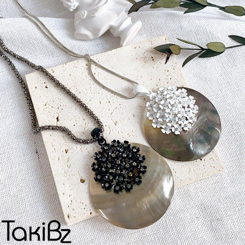 

[Takibz] Moonlight Mother-of-Pearl Long Necklace black