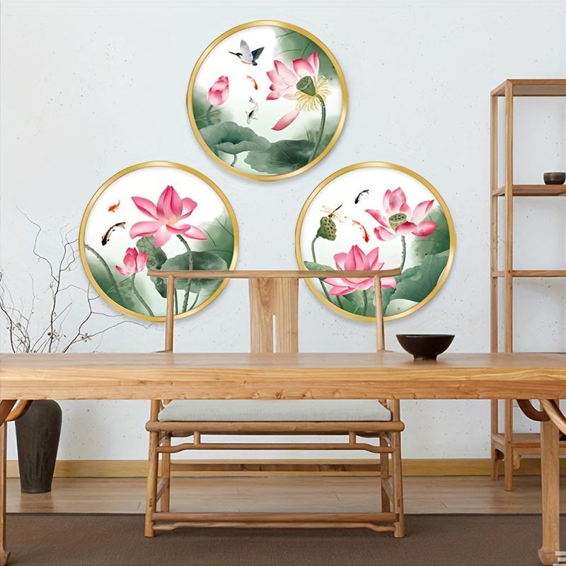 Creative Wall Sticker Chinese Style Lotus Flower Rich Deer Self-Adhesive Wall Stickers Entryway Living Room Porch Decoration Wall Decor Decals