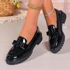 Large Size Loafers Women's Spring and Summer 2025 New Patent Leather Bow Mary Jane Shoes Casual Shoes Women 43