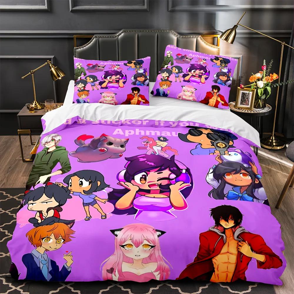 APHMAU Bedding Set Single Twin Full Queen King Size Kawaii Aphmau Bed Set Aldult Kid Bedroom Duvetcover Sets 3D Print 035