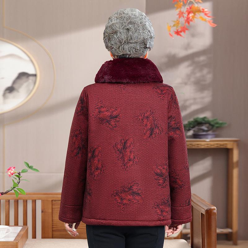 Plus Size Winter Fleece Jacket for Moms and Grandmas - Warm Cotton Coat for Mid-Aged and Elderly Women