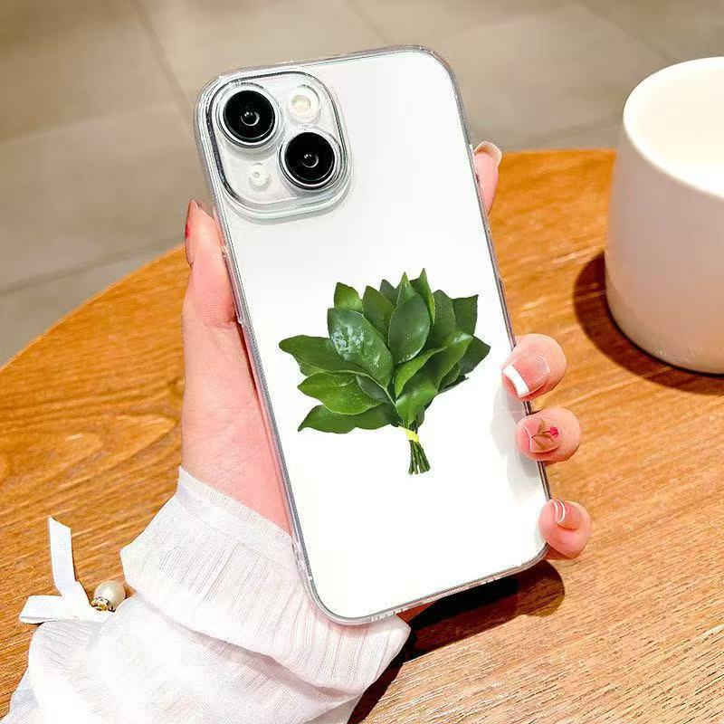 

Мягкий чехол для iPhone 17 Pro Max с листьями лакированного помело - Прозрачный iPhone SE3