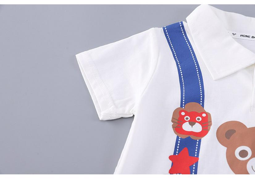 2026 Boys' Summer Stylish Bear Print Shorts Set - Trendy Two-Piece Outfit