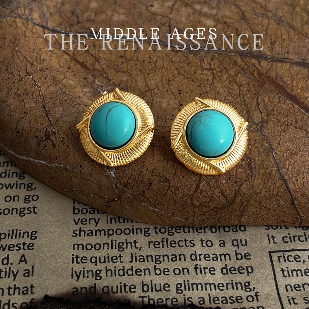 Synthetic Turquoise Earrings Collection Literary Retro Ethnic Style Earrings Women