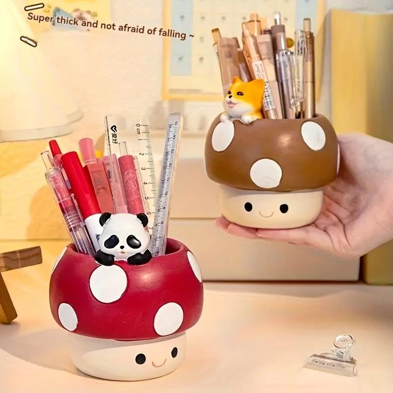 Fun Mushroom Pencil Holder for Desk Lightweight Multipurpose Storage Box for Home Office & Art Supplies Stationery Collectors
