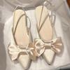Bow Sandals Women Summer Pointed Low Heel Sandals Women Fashion Baotou Thin Strap Sandals High Heels Sandalias