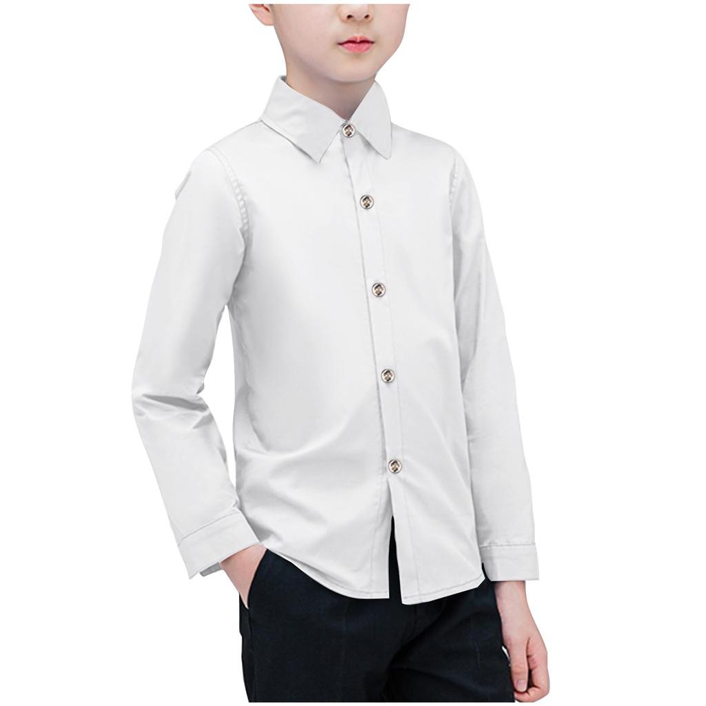 Boys Cotton Regular Fit Tops Shirts Button Down With Cuffs & Shirttail Hem Long Sleeve